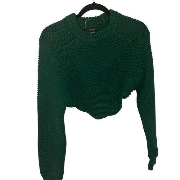 Forever 21 Chunky Knit Cropped Sweater – Emerald Green – Size M - Picture 5 of 5